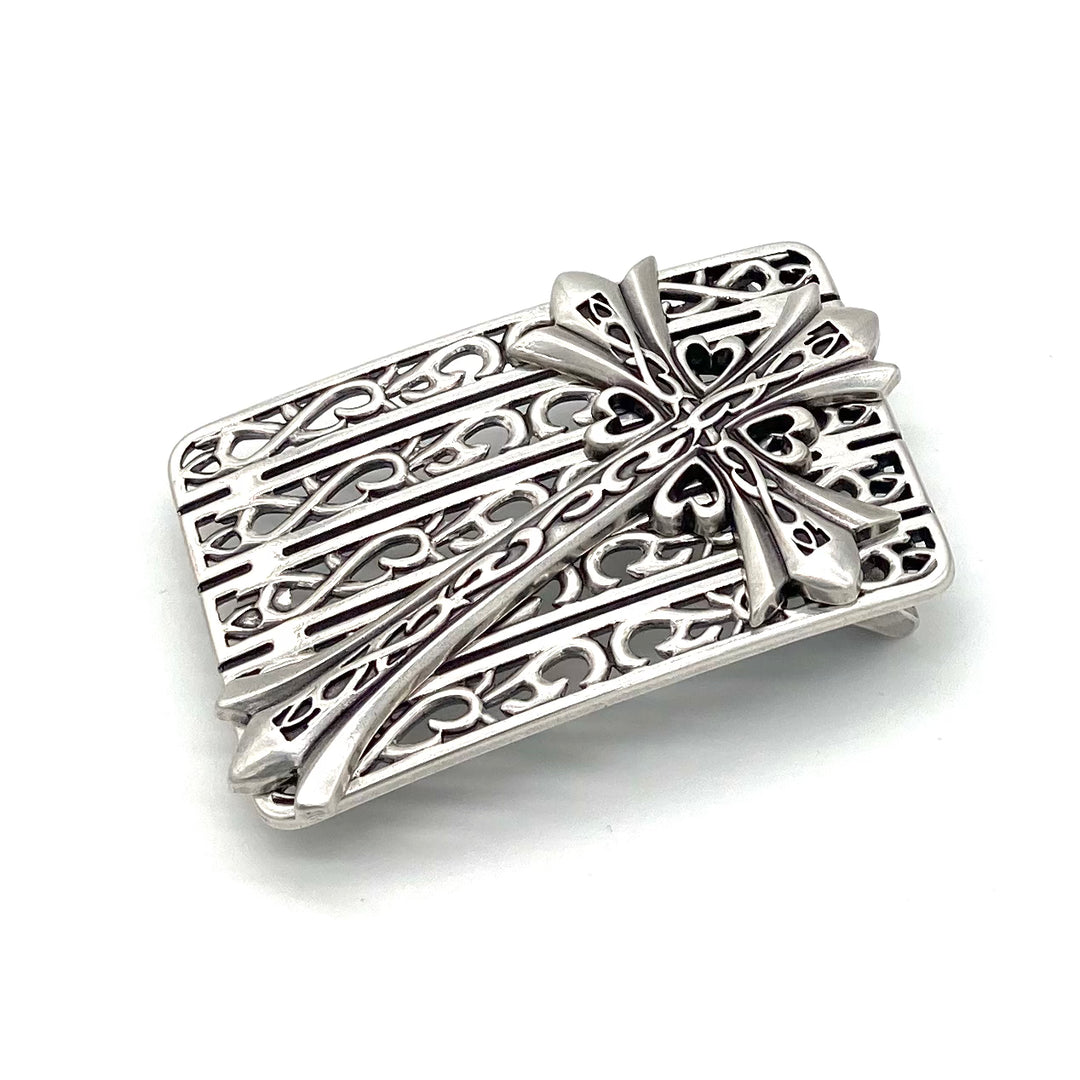 Buckle Kreuz Mittelalter 40 mm in Silber