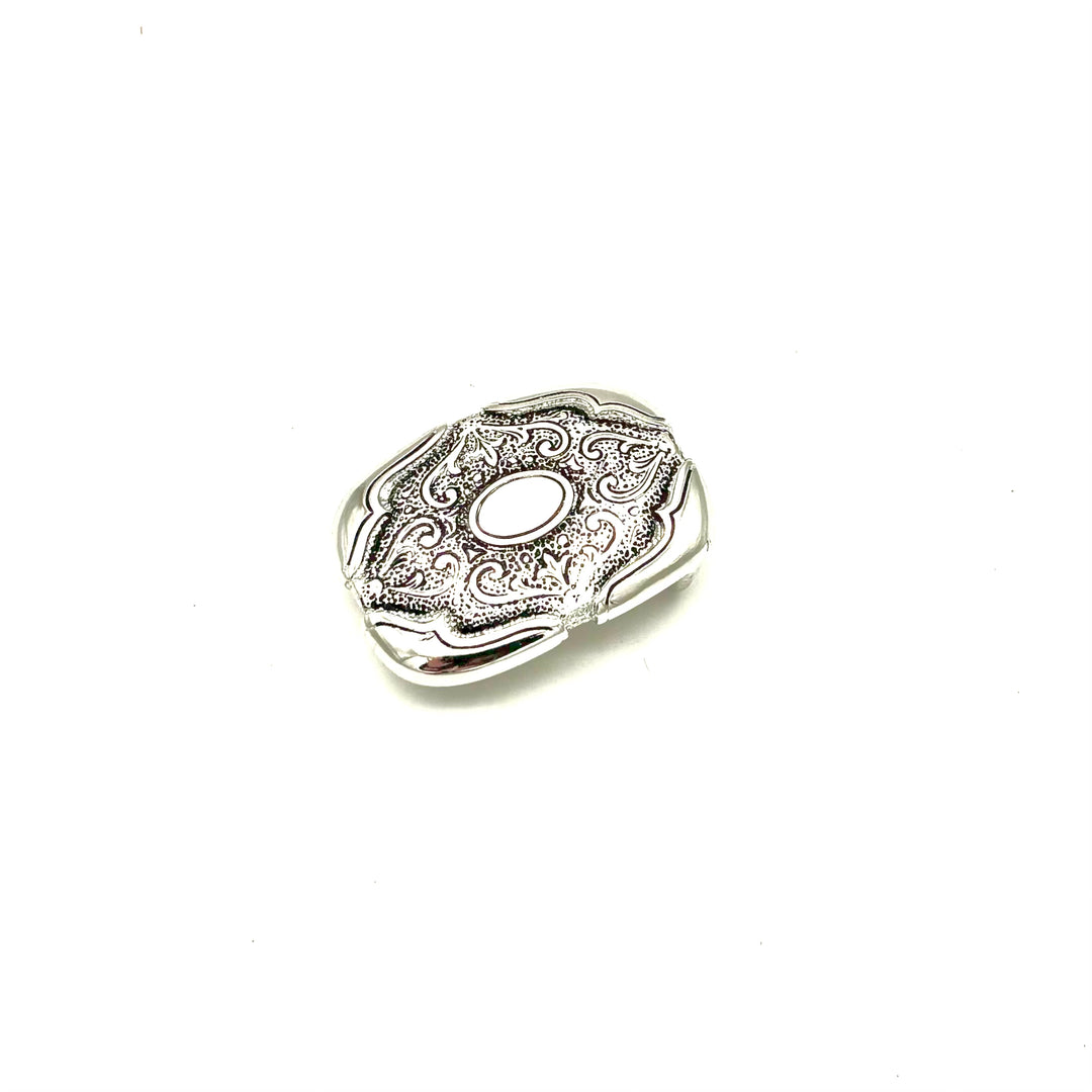 Ornament 30 mm Gürtelschließe in Silber geschwärzt aus massivem Messing