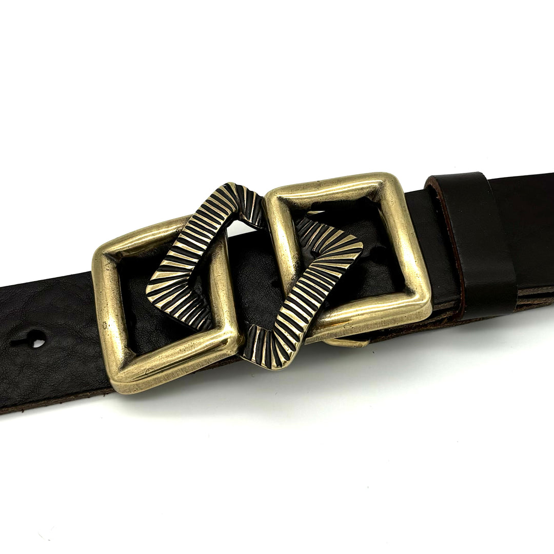 Gürtelschnalle 40mm mit Rautenmotiv in Altmessing