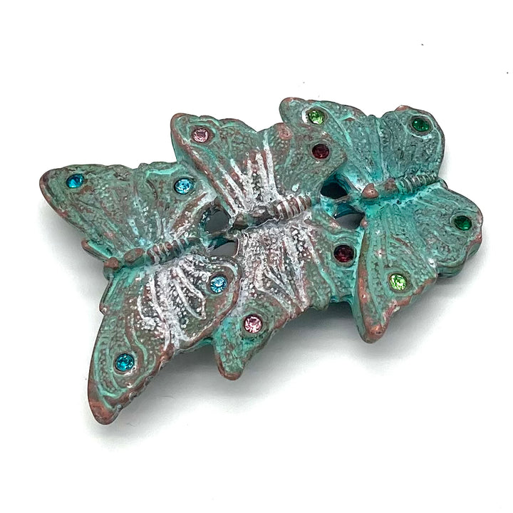Schmetterling Buckle 30mm in Grün mit Strass