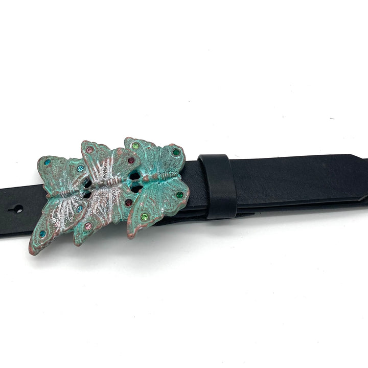 Buckle 30mm mit Schmetterlingsmotiv, matter Oberfläche und Strass