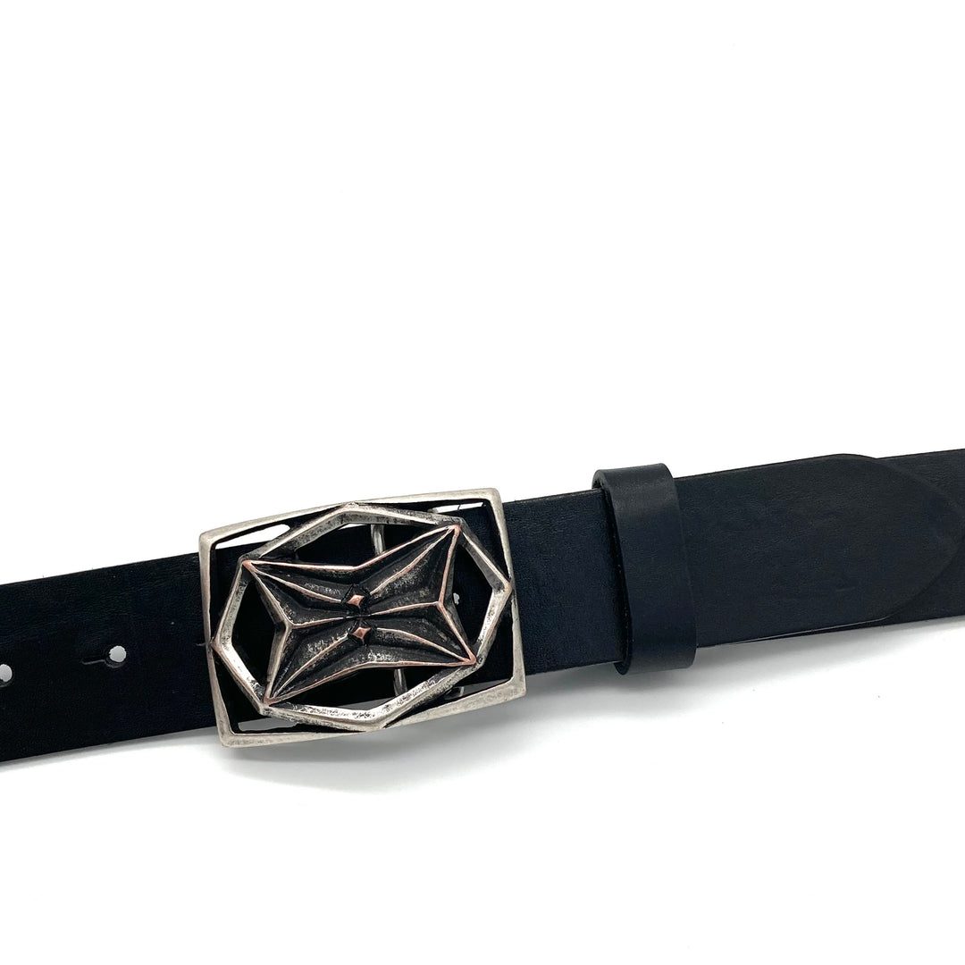 Versilberte Gürtelschließe 40mm mit Sternmotiv